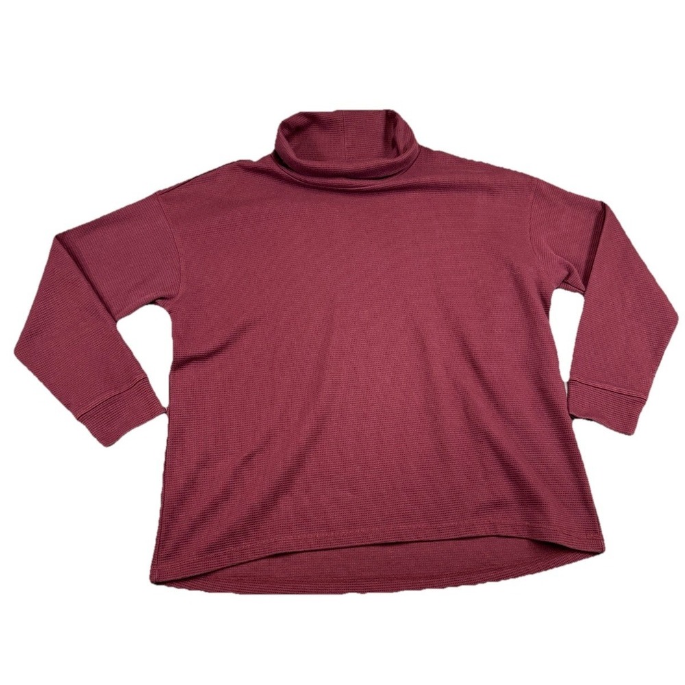 Lands End Sweater XXL Burgundy Ribbed Turtleneck Long Sleeve Tunic Top Cozycore